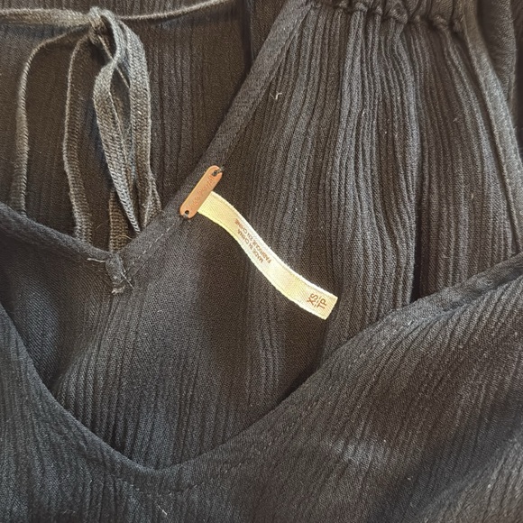 Free people black mini dress crochet waist vneck coverup - Picture 3 of 7